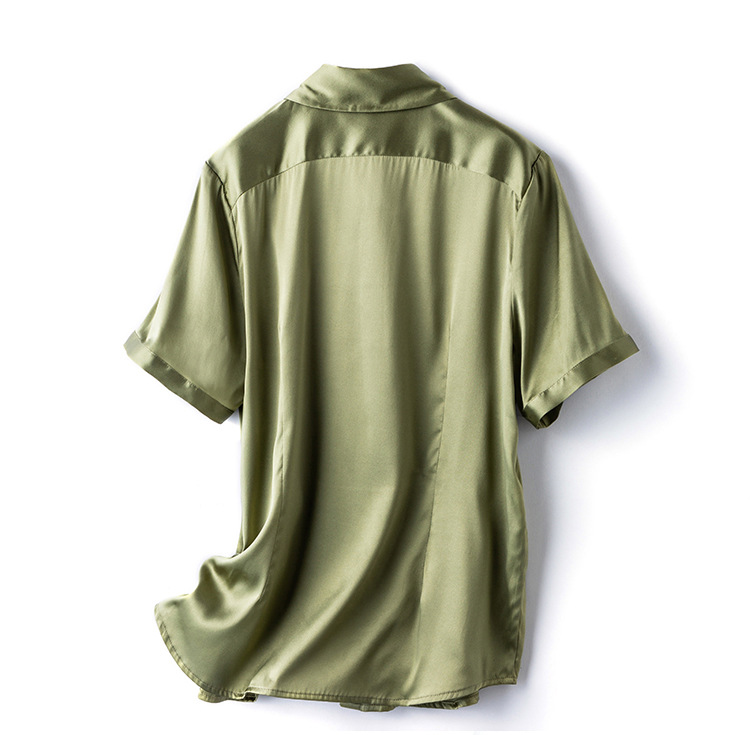 Silk short-sleeved shirt, a new summer professional shirt for women, with a unique design sense and a niche commuting top made of mulberry silk pic 44