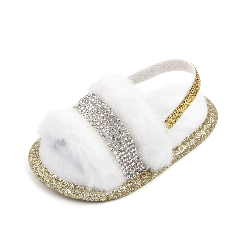 0-1岁宝宝鞋毛毛凉拖水钻室内宝宝鞋学步鞋批发 2760详情6