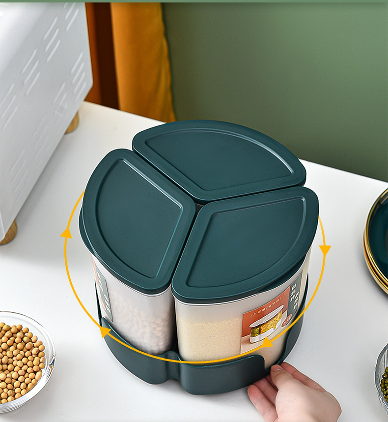 Rotatable five-grain and miscellaneous grain compartmentalized and classified rice bucket, household sealed insect-proof and moisture-proof rice storage box, rice 01201-8323 pic 13