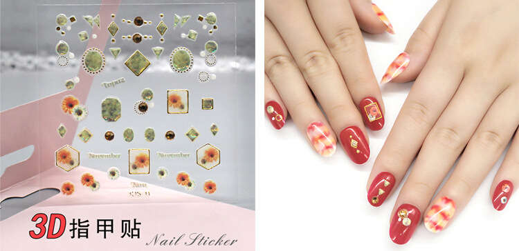 3D nail stickers, nail art stickers, laser stickers, new process, super adhesive back glue process pic 49