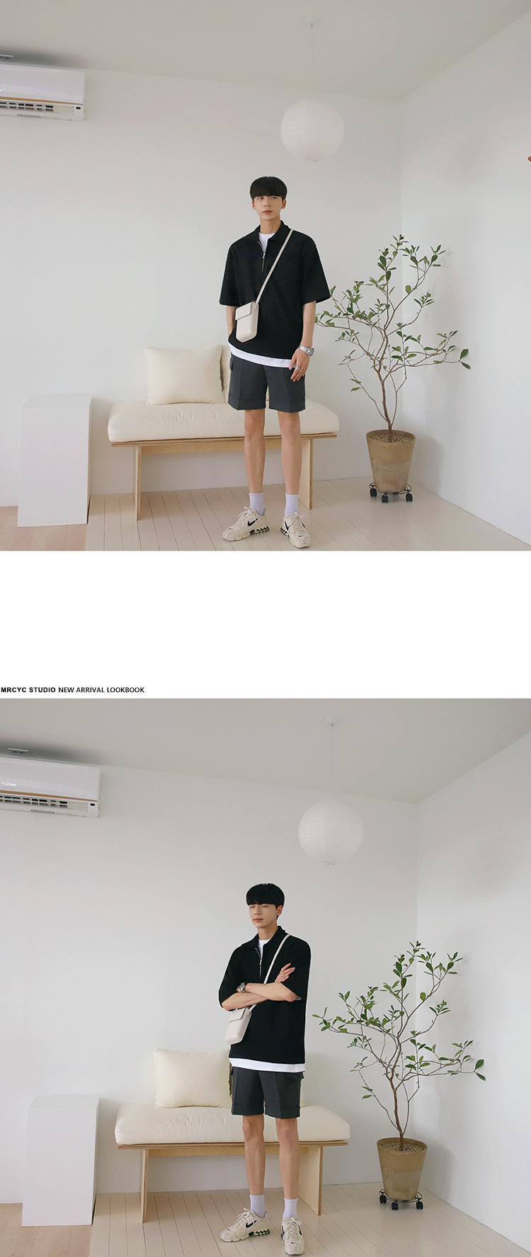 MYQ男装韩版POLO衫男夏季潮流复古翻领ins宽松T恤男士短袖上衣潮详情15