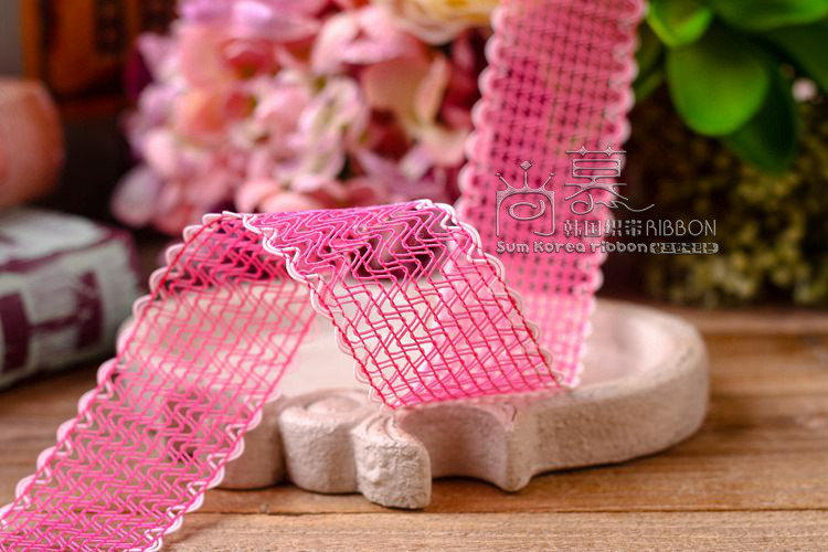 Korean hollowed-out snow gauze, colorful edge wavy mesh belt, bow hair accessory DIY material, hat hollowed-out belt pic 14
