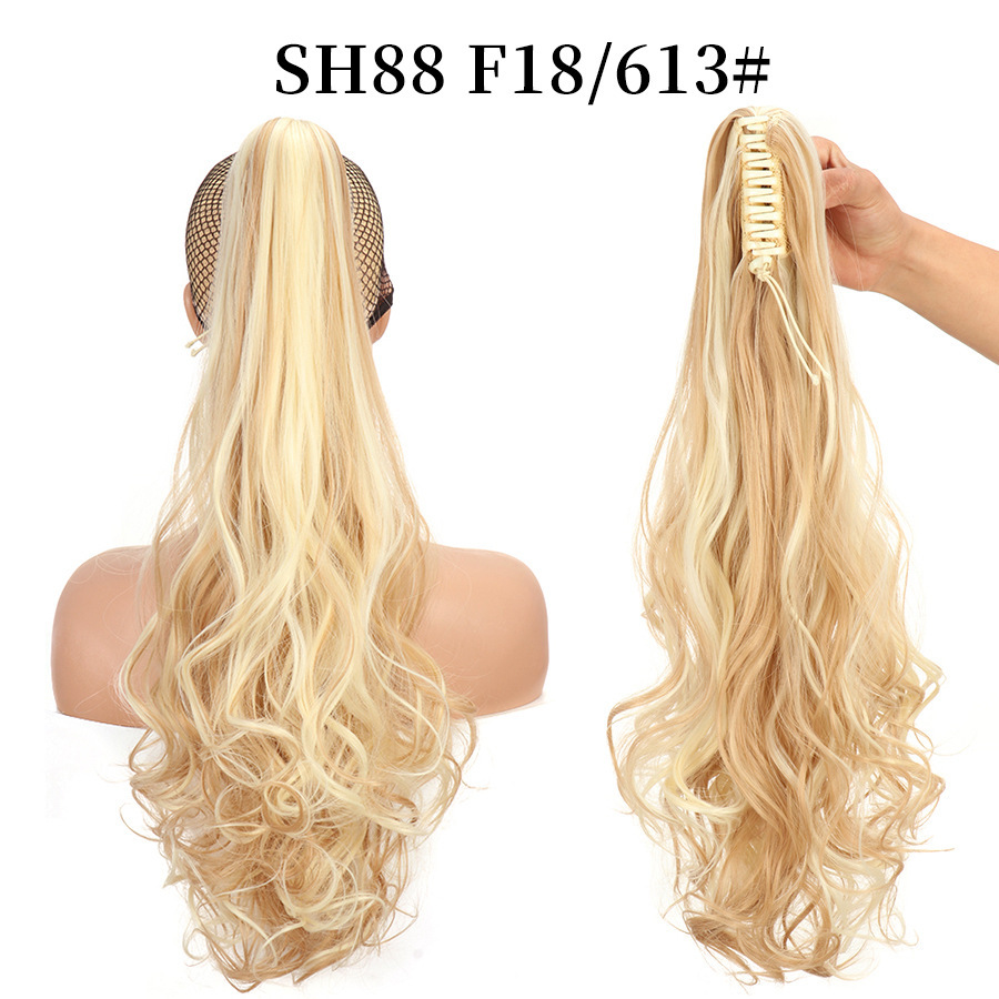 European and American style claw clip long curly hair, tiger mouth claw clip ponytail simulation wig, fluffy and natural ponytail pic 38
