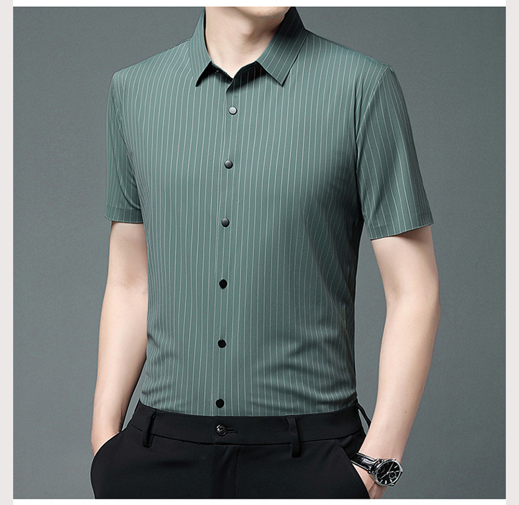 其力男装衬衫短袖男款2023夏季新款商务锦氨高弹力无痕寸衫t恤男详情16