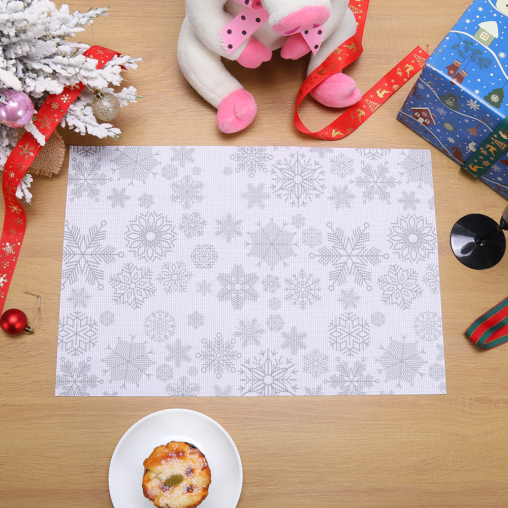 Christmas placemats, snowflake heat-resistant and heat-insulating coffee table MATS, holiday Western placemats, Nordic snowflake man table MATS, napkins and tablecloths wholesale pic 10