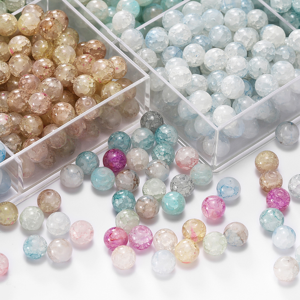 White frosted crystal moonstone, round beads, transparent glass, gradient and dazzling scattered beads, diy bracelet material pic 9