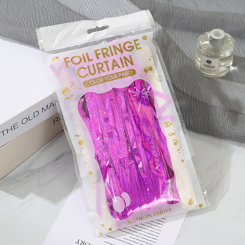 1*2M炫彩高亮镭射雨丝帘儿童节舞台装饰道具生日装饰反光流苏门帘详情2