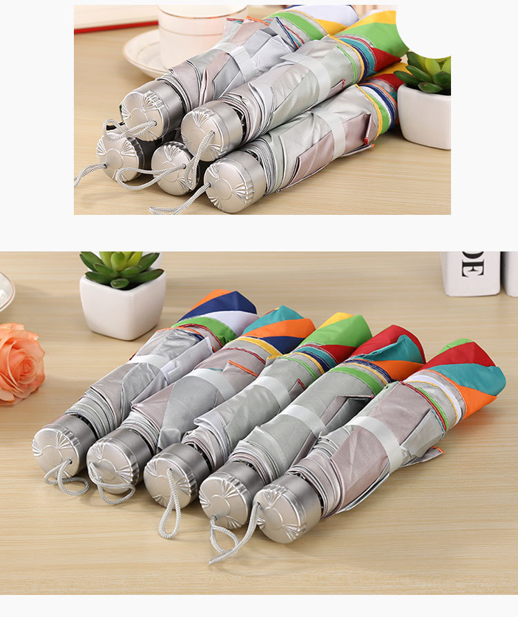 Korean version creative umbrella manufacturer direct sales portable rainbow silver gel sun protection umbrella gift advertisement folding umbrella pic 6