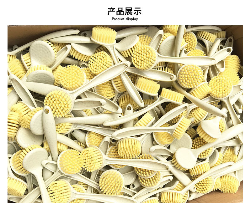 1086 Wheat straw pot brush with round head and long handle, kitchen cleaning pot and bowl brush, wholesale of general merchandise pic 1