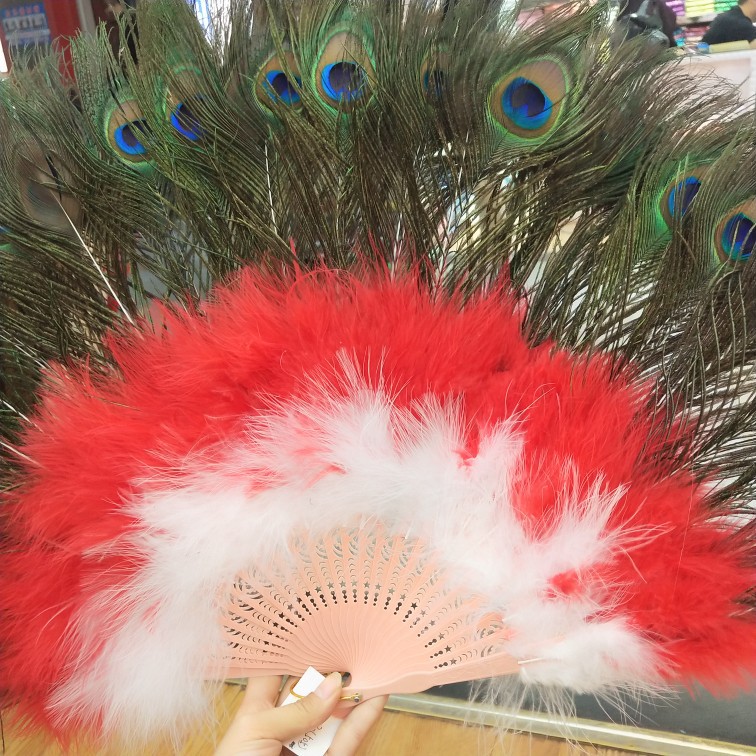 Peacock feather fan performance dance fan furniture arrangement stage props Peacock feather colorful pic 20