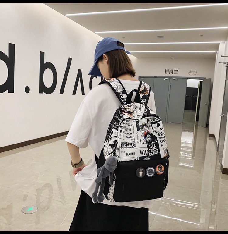 2023新款书包大容量时尚百搭双肩包初高中生情侣简约校园风双肩包详情36