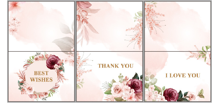 Simple European-style gilded creative thank-you card, baking flower shop birthday folding card, positive review after-sales service card pic 13