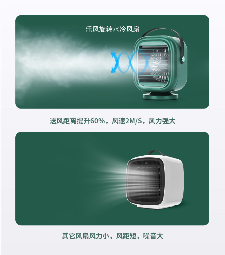 新款乐冷空调扇 家用创意桌面小型制冷机迷你加湿喷雾风扇灯详情8