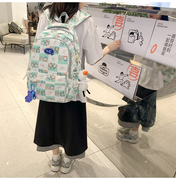 简约校园休闲背包2023韩版大容量休闲双肩包日系个性涂鸦学生书包详情16