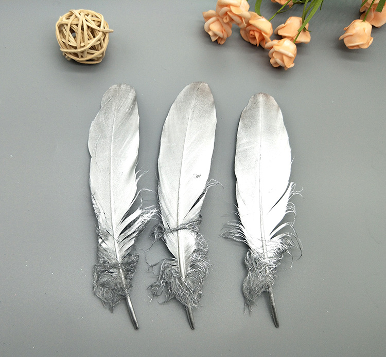 A large quill feather gift box with all-gold and all-silver feathers, paper card bookmarks and decorative quill pens pic 77