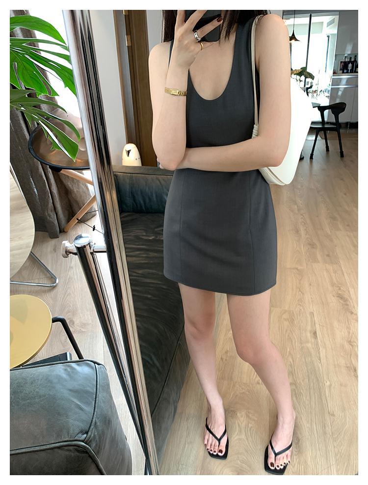 NTASYSKINSC 嫣高实穿自留90s复古时髦深U背心连衣裙裤防走光详情25