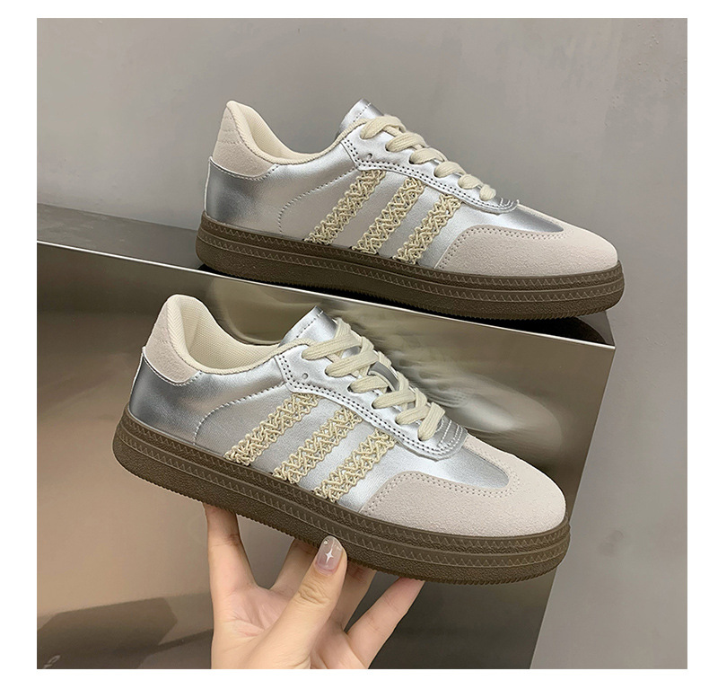 银色圆头德训鞋女款2024年秋季新款复古阿甘鞋软底轻便运动休闲鞋详情33