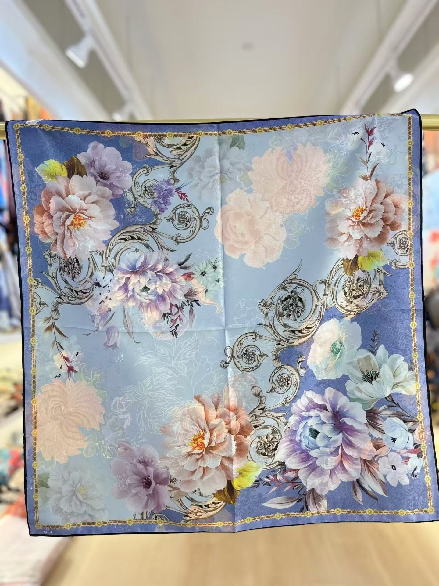 国潮香云纱花萝70*70新中式苏杭小方巾双面双色丝巾厂家代发扎染详情1