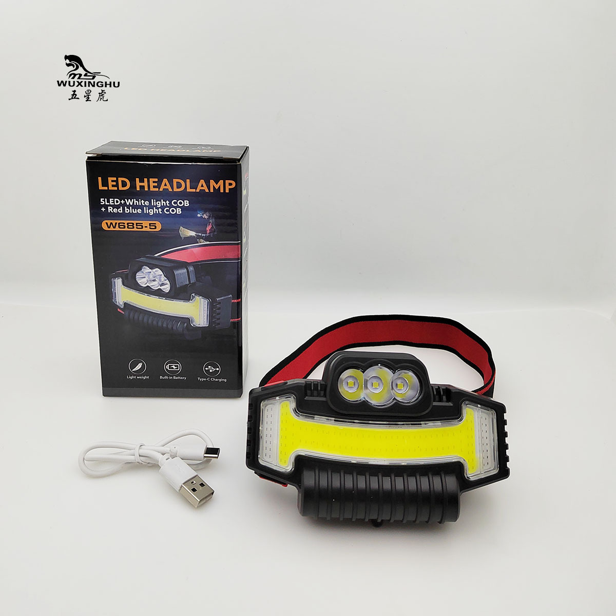 NEW multi-functional COB headlight, fast charging, outdoor camping, night running, cycling warning headlight, work light pic 11