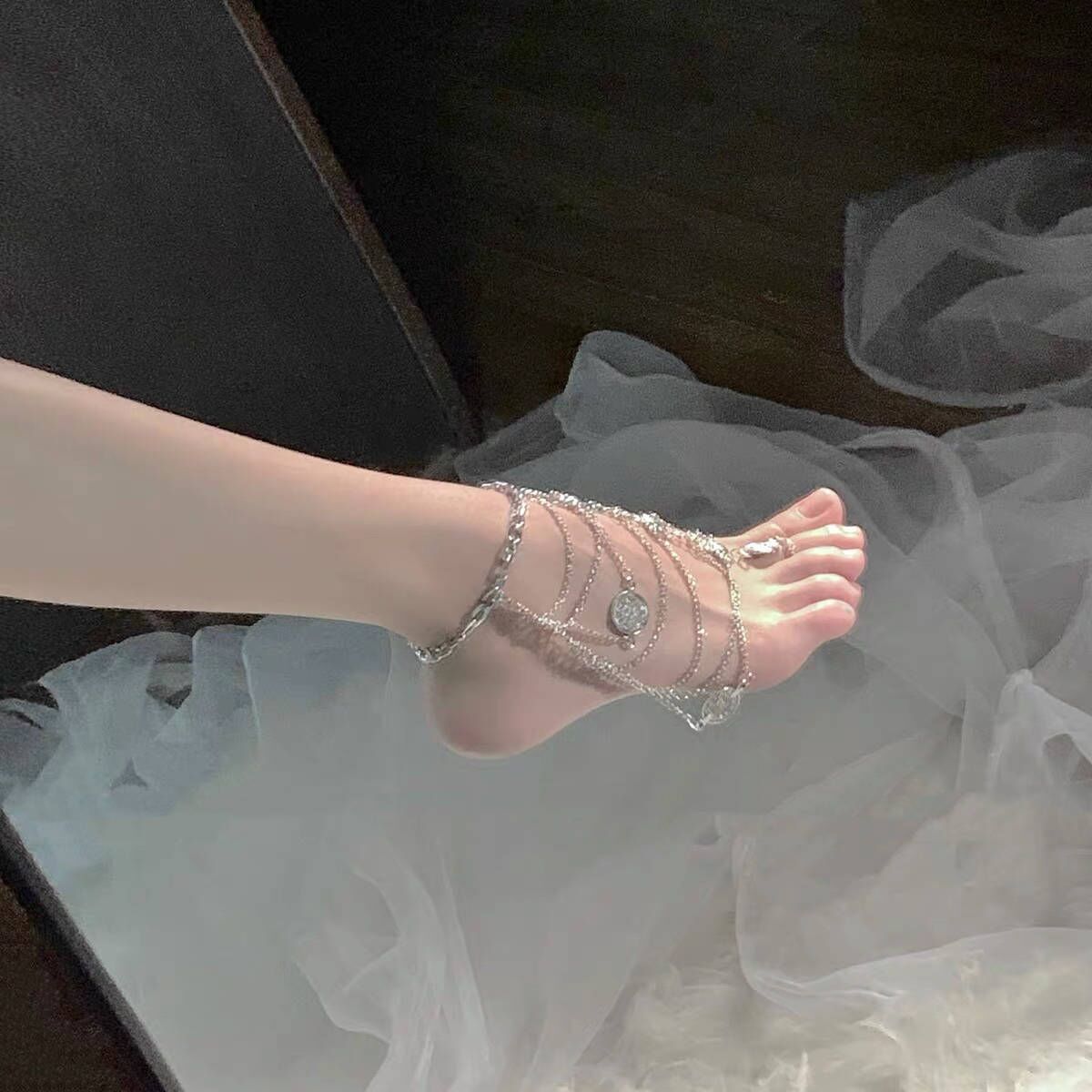 异域风情流苏多层脚链纯欲脚背cos复古宫廷风吊坠性感足控足饰详情5