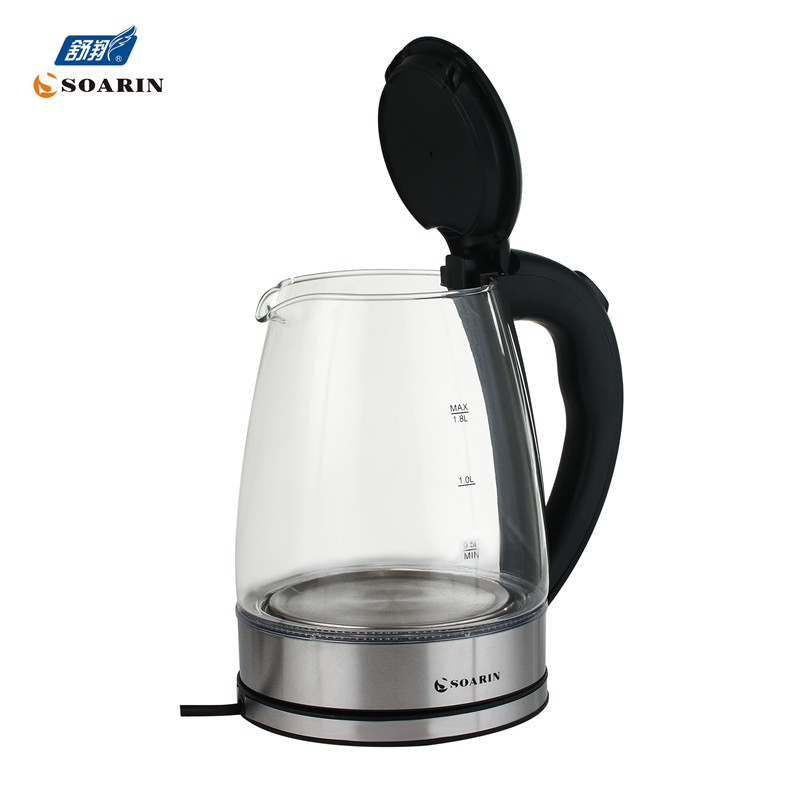 English export round plug SOARIN high-power glass electric kettle 980, 1.8L kettle pic 2