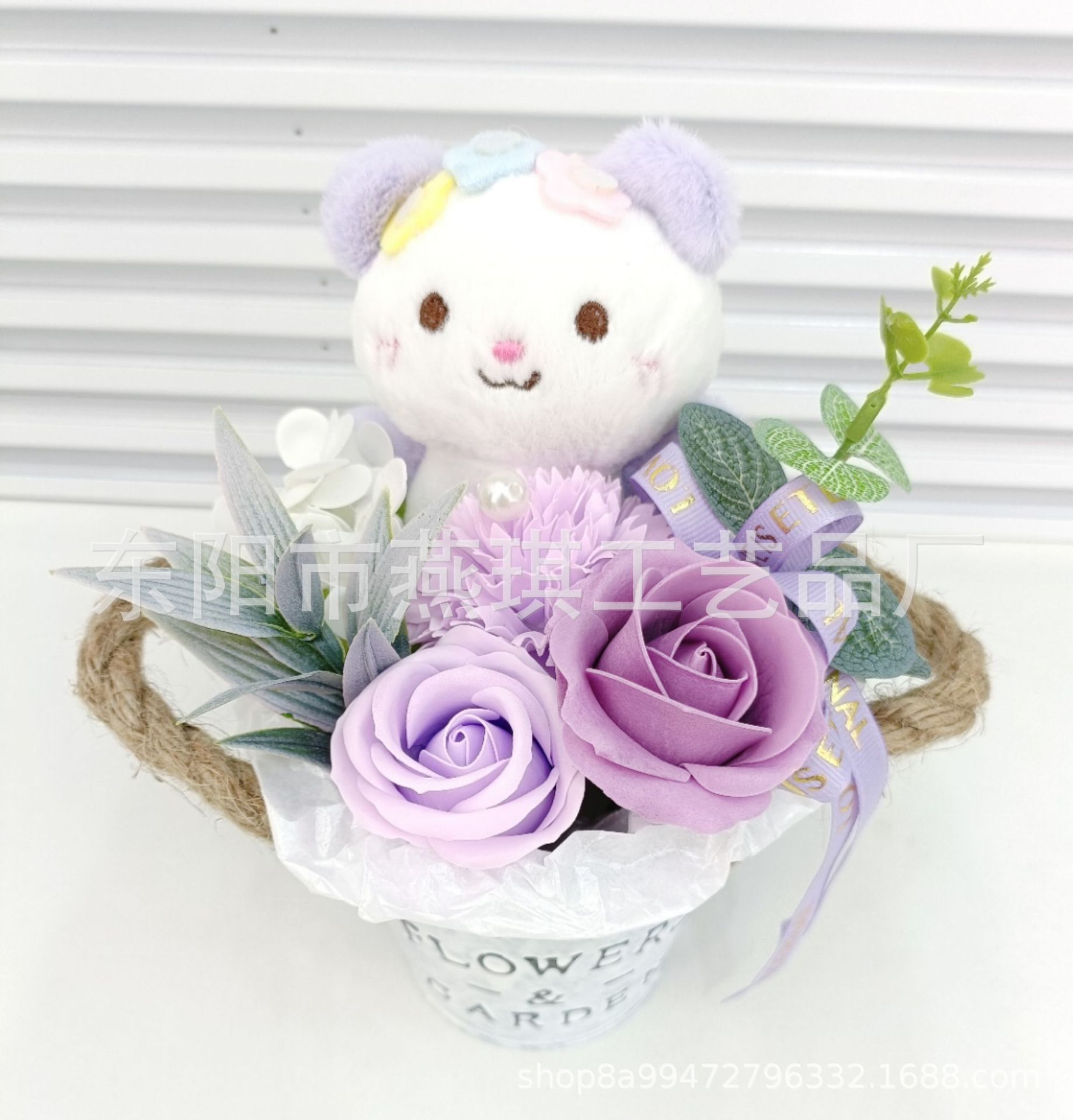 可爱小猫花桶情人节母亲节礼物 DIY插花桶小熊香皂花肥详情8