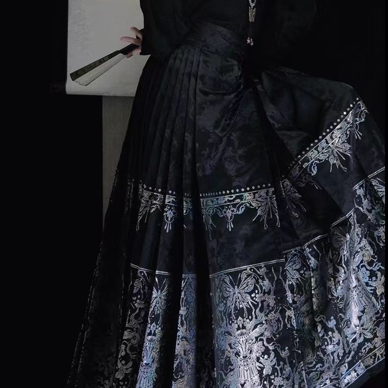 国潮大码胖mm新中式国风日常明制汉服上衣印花马面裙全套一整套200斤详情10