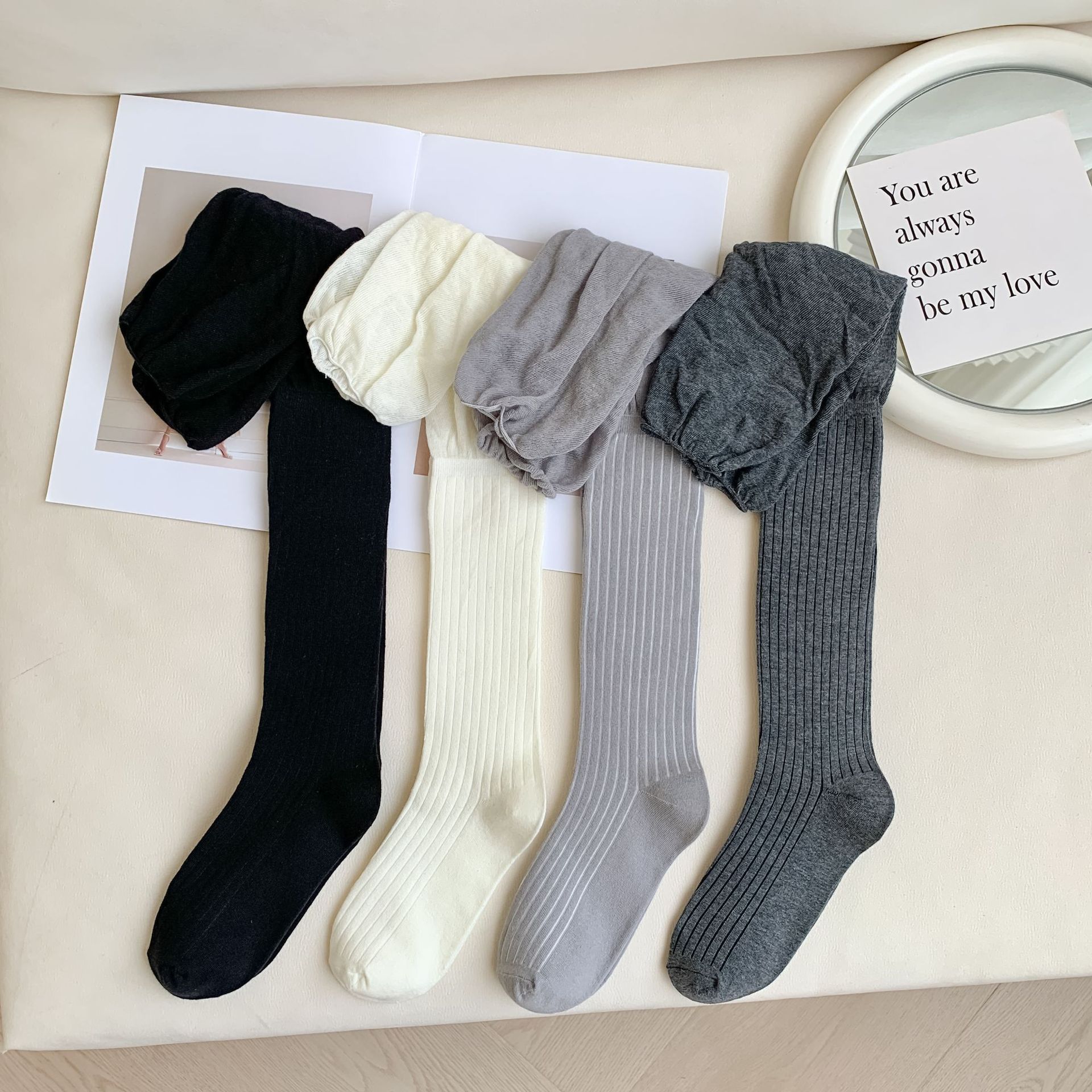 New Japanese JK autumn and winter thigh-high socks, school style, fashionable and simple, solid color socks that show slender legs, socks for women pic 7