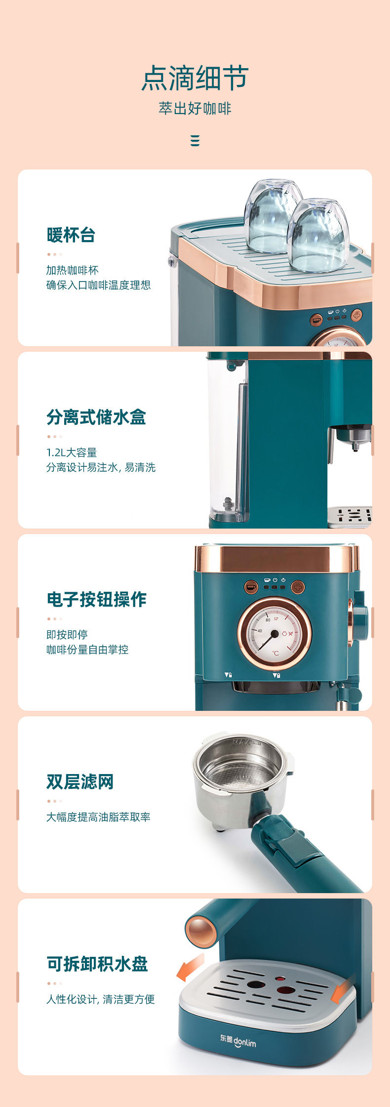 Household small Italian semi-automatic coffee machine, steam-type milk frother, 20-bar coffee machine, cross-border pic 12