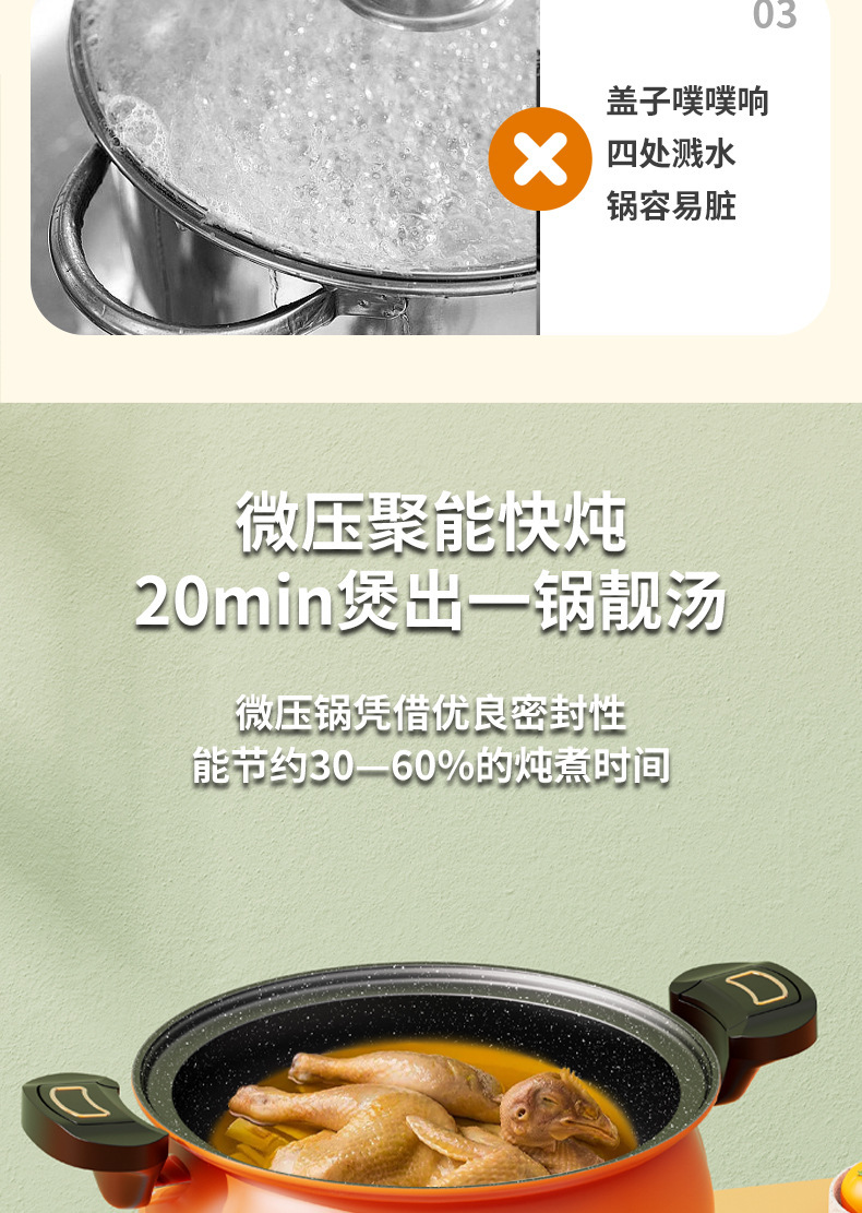 网红不粘压力锅微压闷烧锅家用南瓜锅多用煲汤压力锅微压锅料理锅详情3
