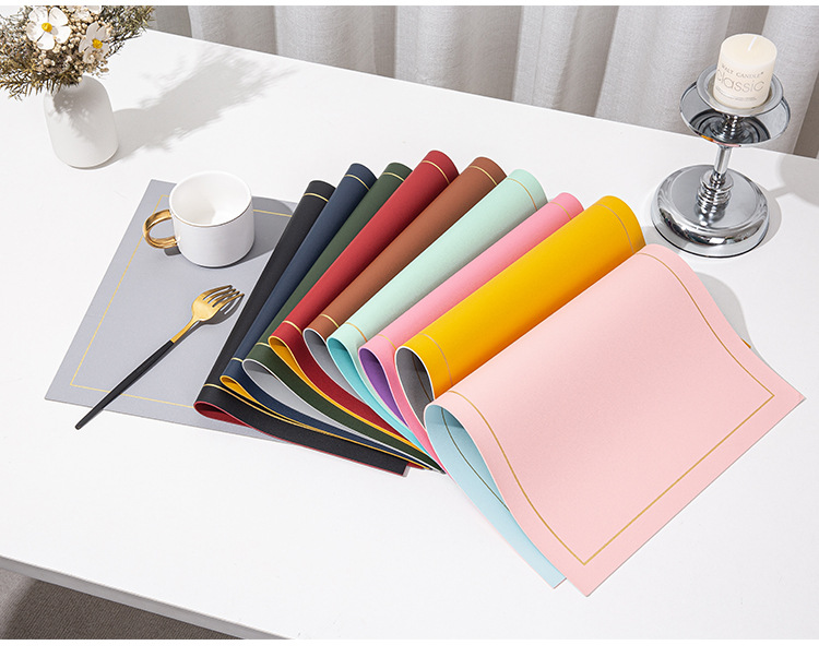 批发纯色皮革餐垫隔热垫防烫西餐桌垫双面双色餐垫防水防油餐桌垫详情31