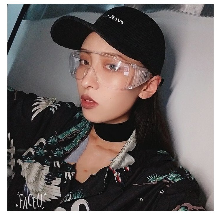 炫酷防飞溅防尘眼镜透明大框潮个性眼镜男女凹造型护目镜太阳镜详情9