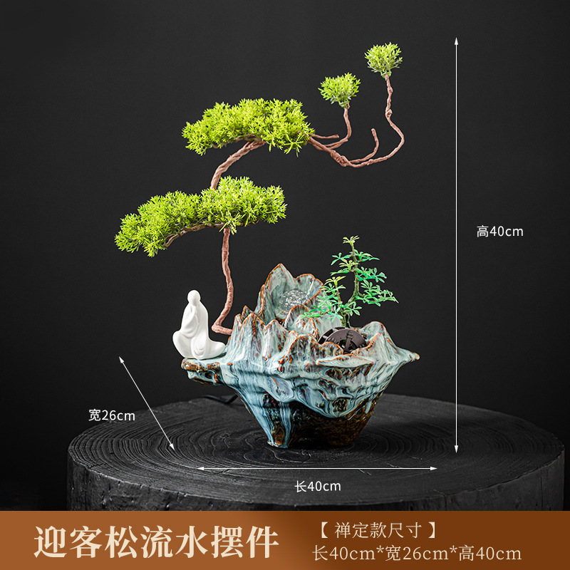 迎客松流水摆件  树脂工艺品 办公室装饰品 详情18