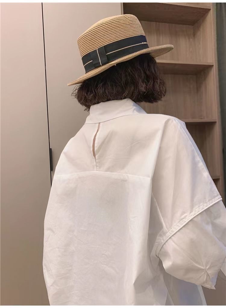 【仿棉】2022夏季后背镂空衬衫女士设计感时尚休闲洋气感上衣详情7