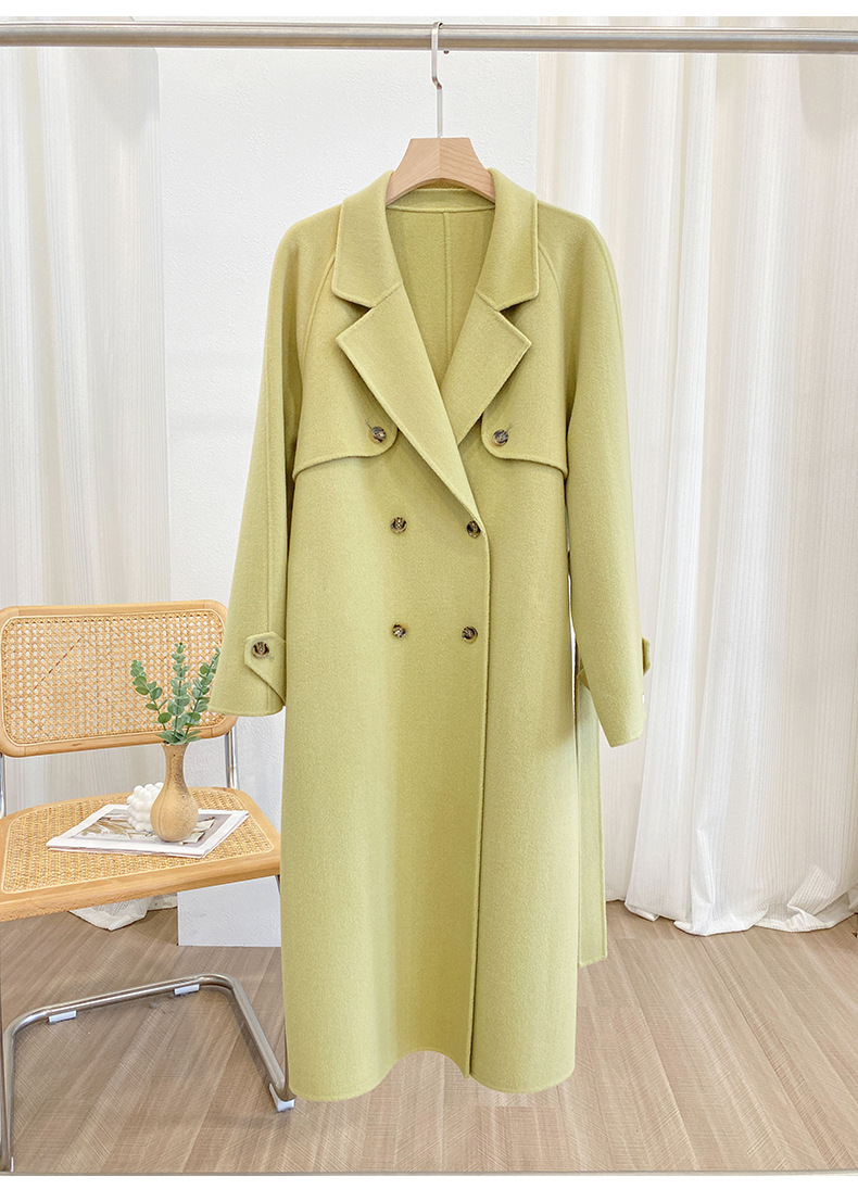 Q469 Dongdaemun Double-sided Cashmere Coat Korean version Autumn and Winter New Style Wool Tie suit collar woolen coat for women pic 62