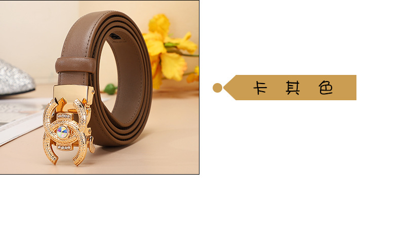 腰带 女士真皮双C经典自动高级感厂家直销装饰裤带皮带女生腰带女详情6