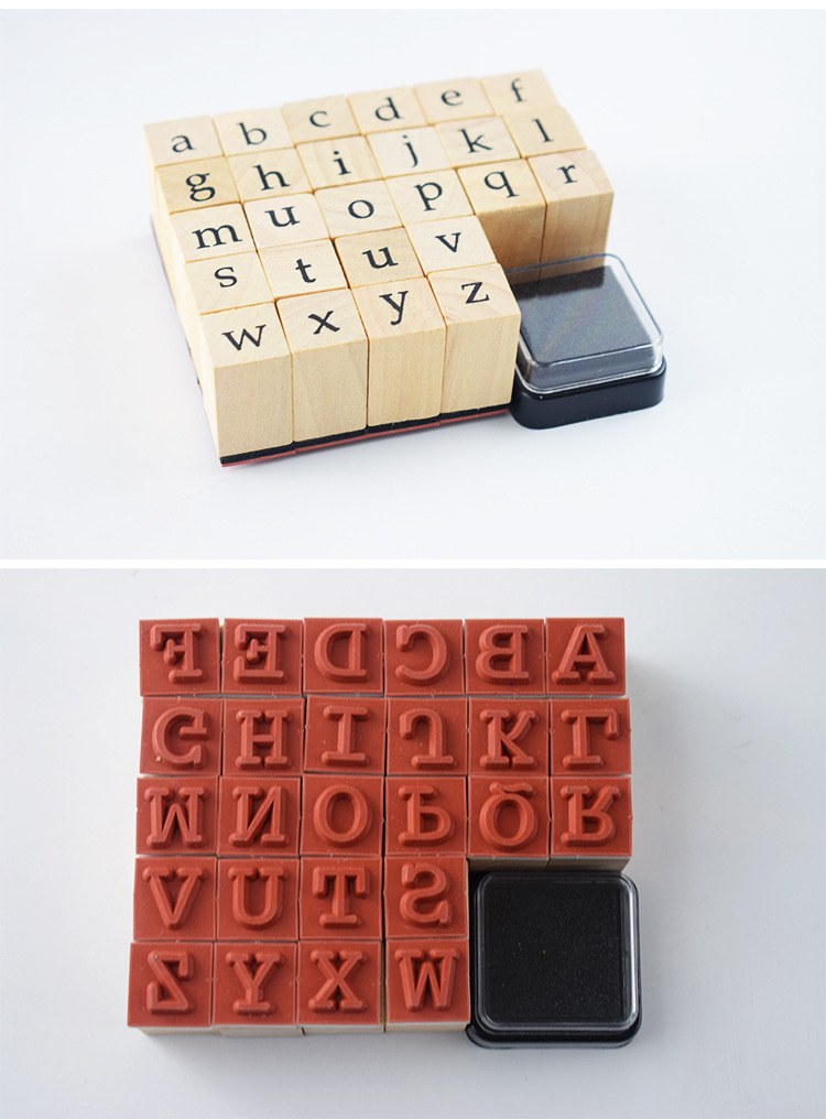 创意手账字母印章套装韩国复古木质印章手账日记装饰基础木质印章详情5