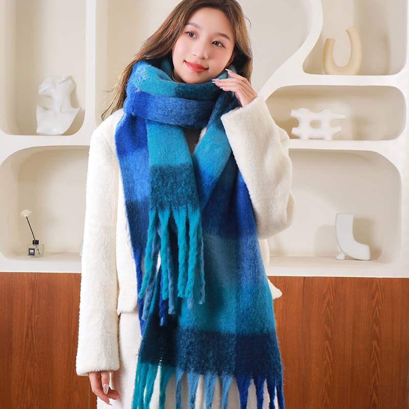 圈圈纱彩色AC格子围巾女冬季加厚保暖仿马海毛粗须仿羊绒披肩外贸详情33