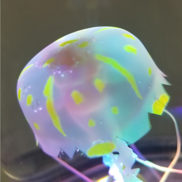水族鱼缸水母灯 七彩LED自动变色小夜灯 圆柱形水母灯详情42