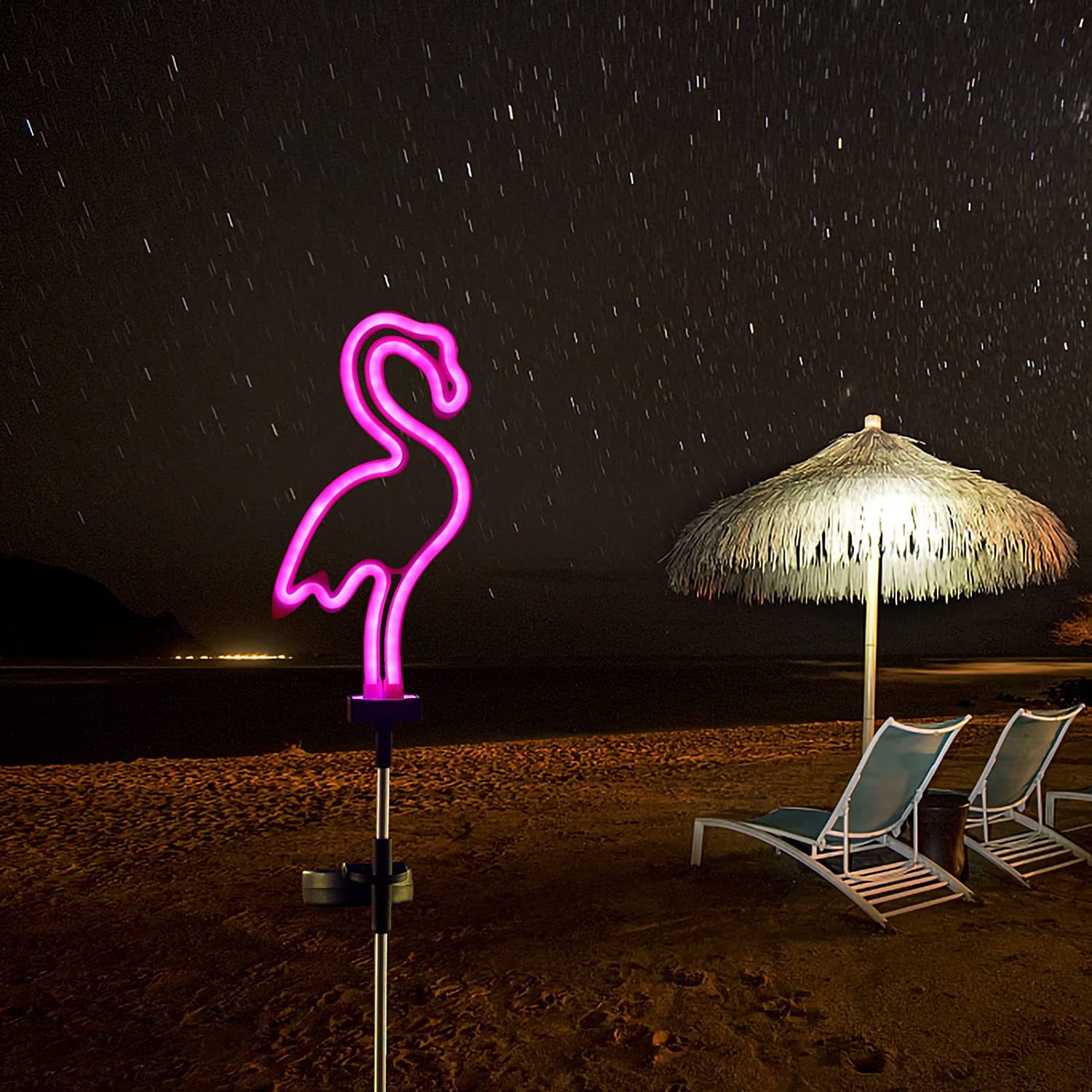 Solar flamingo neon lawn lights, LED sensor courtyard ground plug outdoor garden decorative lights, other outdoor lighting fixtures, other outdoor products pic 7