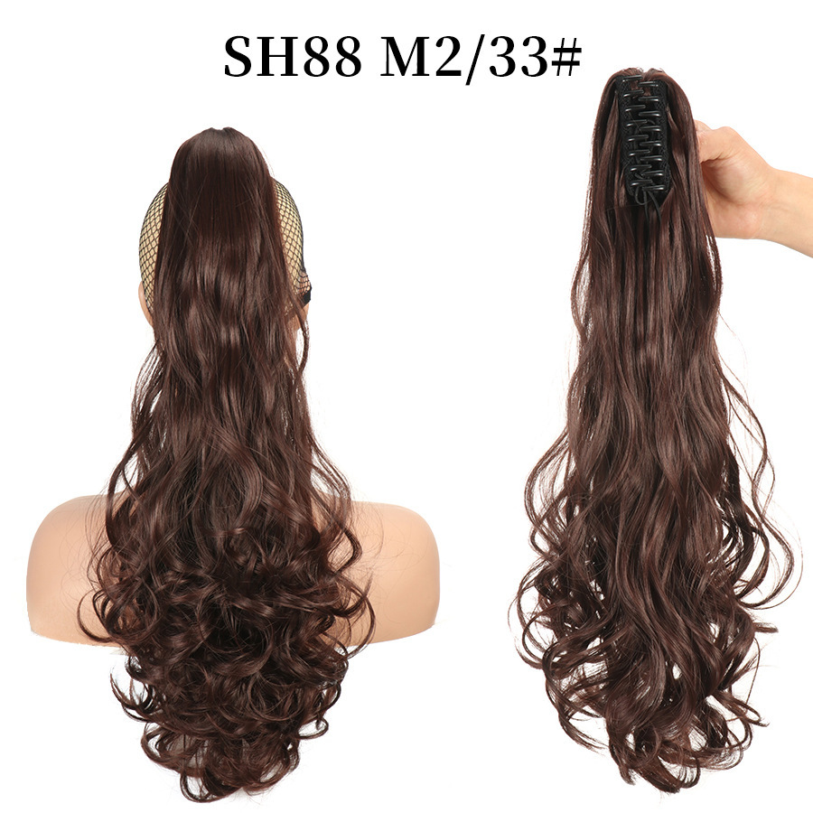 European and American style claw clip long curly hair, tiger mouth claw clip ponytail simulation wig, fluffy and natural ponytail pic 43
