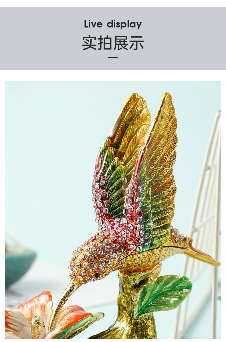 Desktop decorative items, enamel tree stump, eagle light, hand-painted zinc alloy metal handicraft jewelry box manufacturer wholesale pic 12