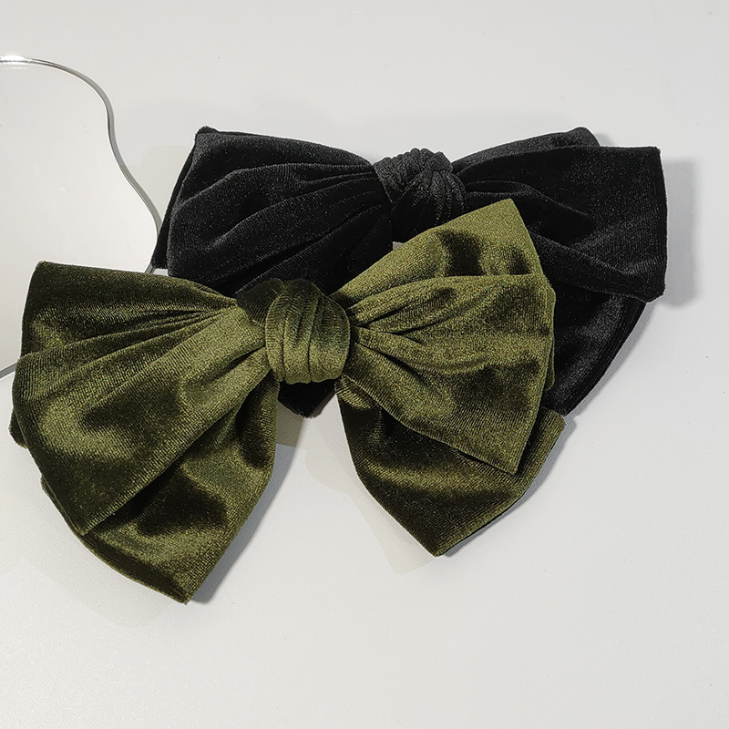 Korean retro autumn and winter hair clips, back of the head spring clip top clip, fashionable and elegant, trendy bow velvet headwear pic 13