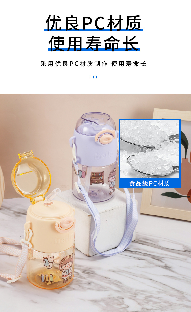 This cute internet-famous water cup is specially designed for school. It is a plastic cup for children and students with straws. It has a high level of appearance and is portable pic 6