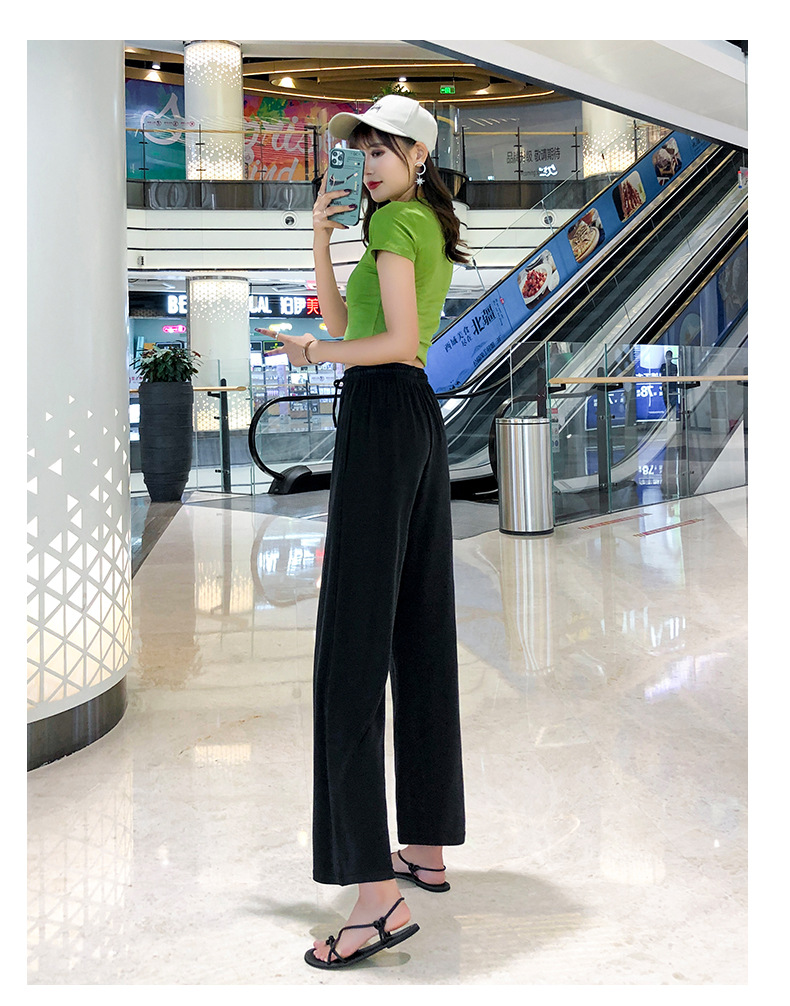 铜氨丝九分裤高腰阔腿垂感宽松显瘦2024夏季新款莫代尔冰丝长裤详情26
