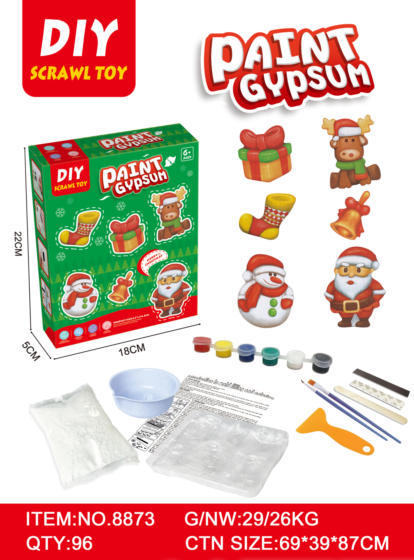 石膏彩绘艺术摆件儿童创意DIY手绘玩具礼物冰箱贴摆件地摊批发详情4