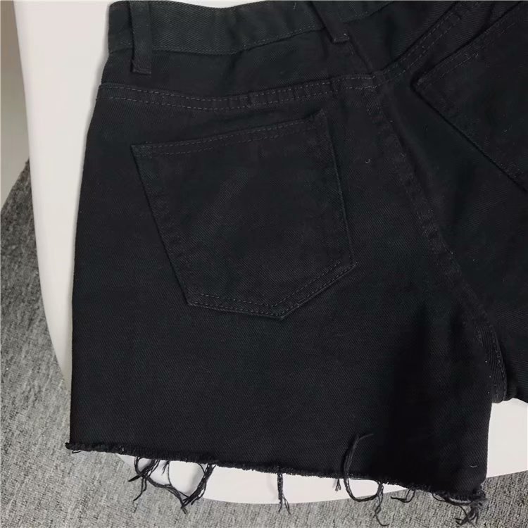 New Korean-style loose student high-waisted chic pants, hot pants with frayed edges and slit denim shorts for women pic 17