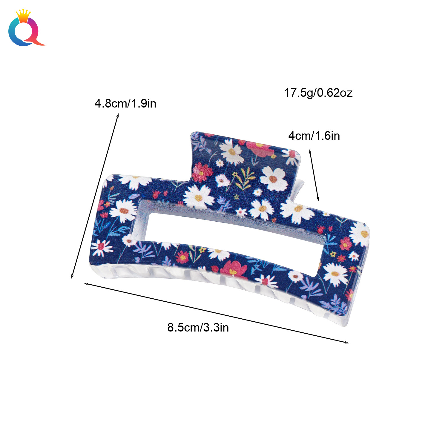 奇阅新款时尚UV印花方形抓夹女欧美创意盘发发夹小清新鲨鱼夹批发详情9