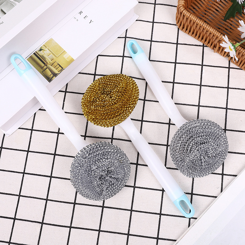 Plastic bowl brush, long-handled pot brush, steel wool ball kitchen cleaning brush, wall-mounted sink and stove cleaning brush pic 16
