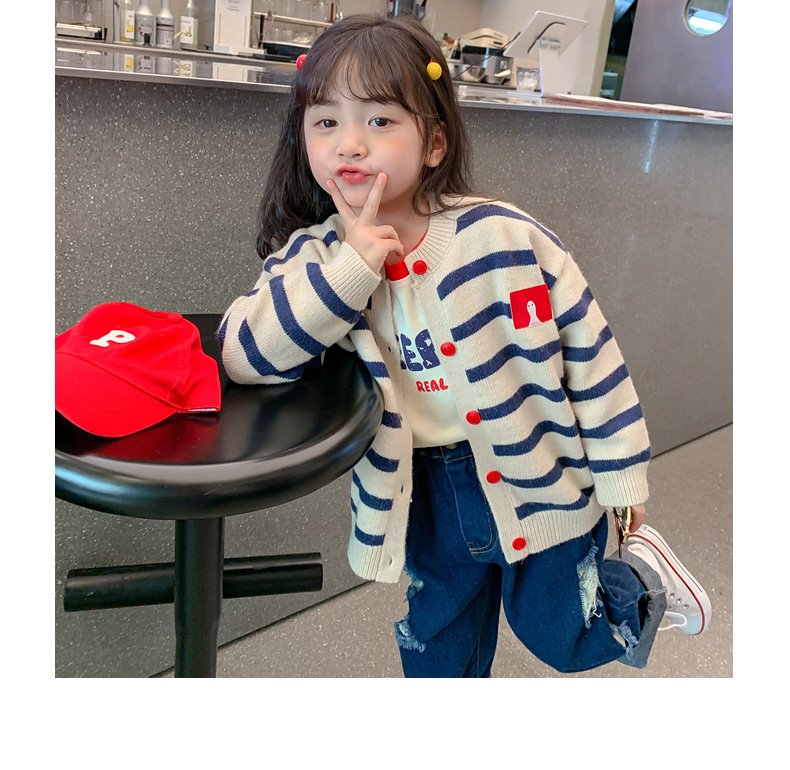 女童秋款针织开衫2023秋季新款中小童宝宝洋气毛衣t恤牛仔三件套详情13